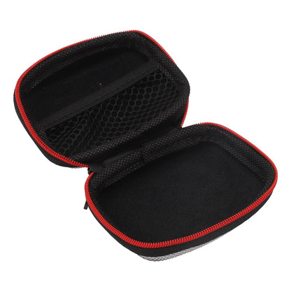 Portable Square Earphone Case Box with Mesh Pocket Headset Storage Black
