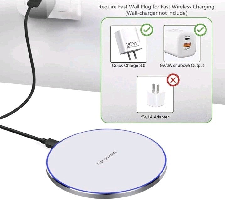 Fast Wireless Charger Charging Pad For lPhone 11 12 13 14 15 Samsung White