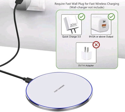 Fast Wireless Charger Charging Pad For lPhone 11 12 13 14 15 Samsung White