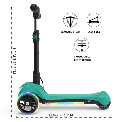 Folding Electric Scooter for Kids Ages 3-12 Bluetooth E-Scooter LED Wheels Gift