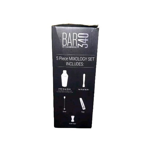 Bar 340 By Cambridge 5pc Mixology Set Frosted Glass Recipe Shakers NEW