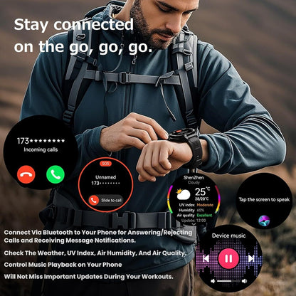 2025 Military Smart Watch (Call Receive/Dial) Rugged GPS Sport Fitness Tracker