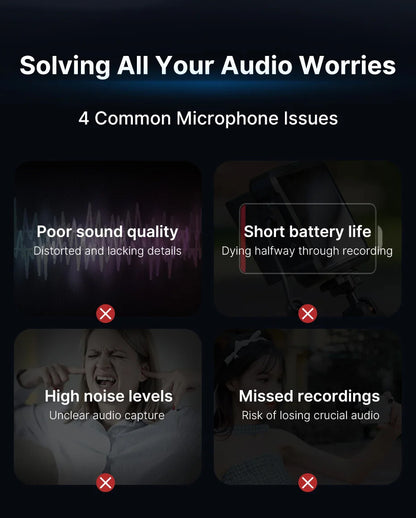 U-Mic Stereo Wireless Lavalier Microphone for DSLR Phone Interview Video Record