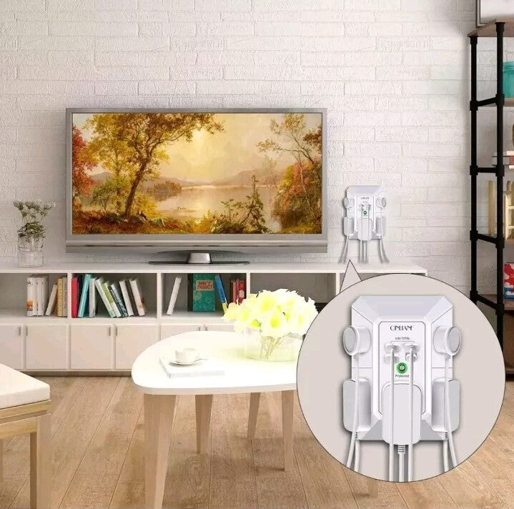 5 Outlet Extender with 4 USB Charging Ports (4.8A Total) 3-Sided Multi Plug Adap