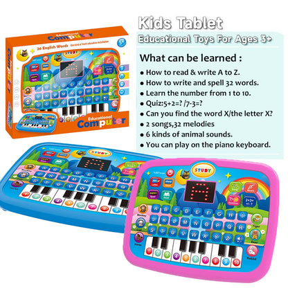 Kids’ Education Tablet Toy, Age 3+ Literacy Learn Doubles as Electronic Keyboard