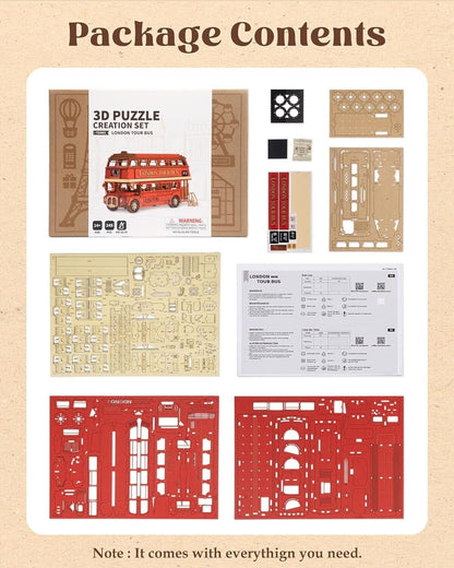Rolife London Tour Bus 3D Puzzle 3D Wooden Puzzle Model Kits Collectibles Gifts