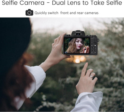 64MP 4K Digital Camera with Wifi, Touch Screen Vlogging w/ Flash 3000mAh Battery
