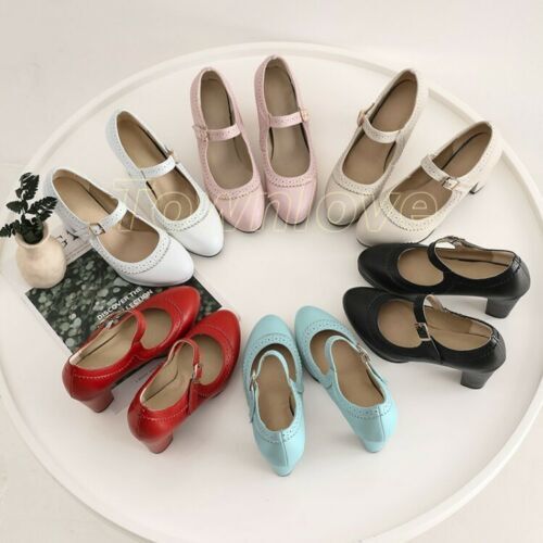 Womens Mary Jane Shoes Ankle Buckle Chunky Heels Pumps Round Toe Casual Shoes Sz