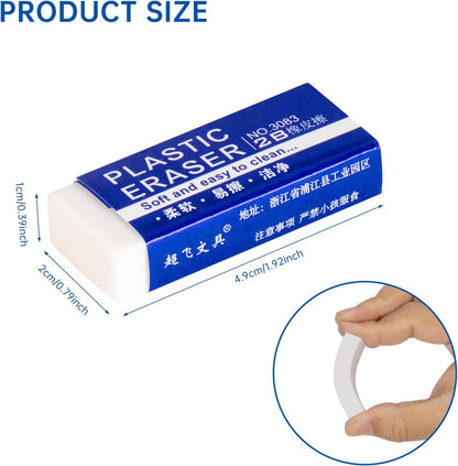 12 Pack Pencil Erasers, Large White Erasers for School, Art 12 Pack,