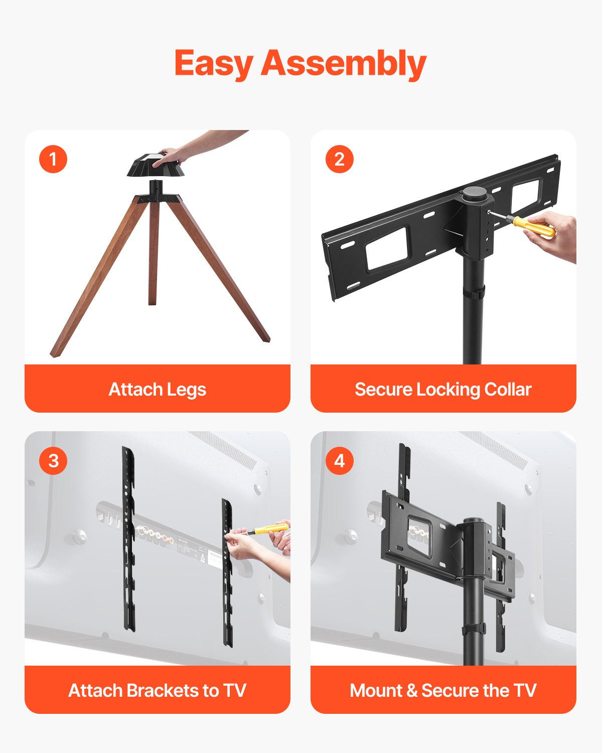 Tripod Easel TV Stand Wood Legs Holds up to 99 lbs for 40-65 Inch Screens