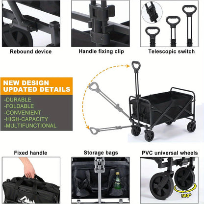 Folding Beach Wagon Cart 550LBS Heavy Duty Utility w/Big Wheels