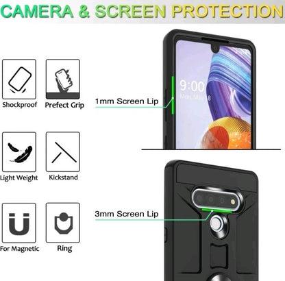 For LG Stylo 6 Case Phone Cover Kickstand Belt Clip + Tempered Glass Protector
