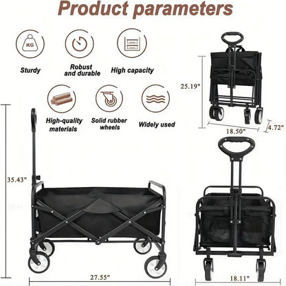 #HeavyDutyWagon 680 lb Capacity All-Terrain Folding Cart – Stainless Steel Frame