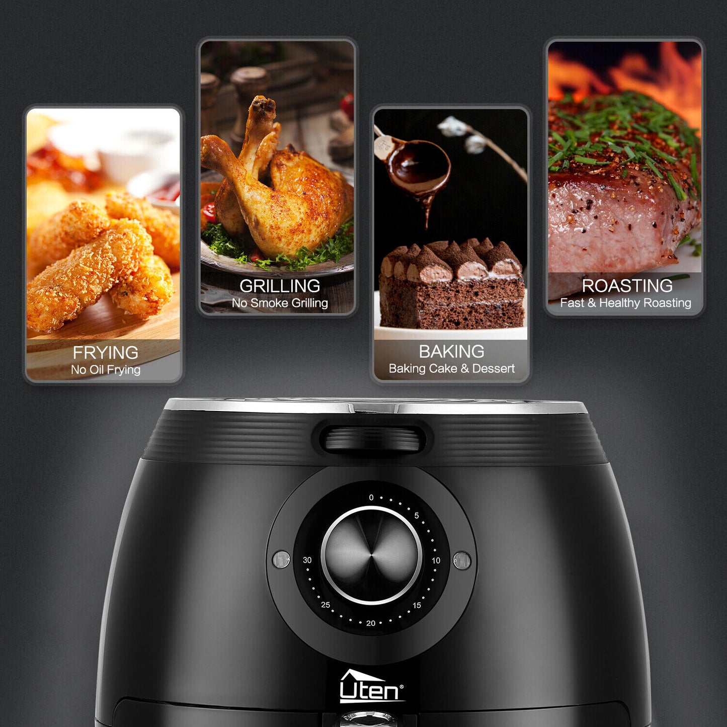 UTEN 5Qt/5.9Qt Electric Air Fryer Hot Oven Oilless Cooker Time/Temp Control