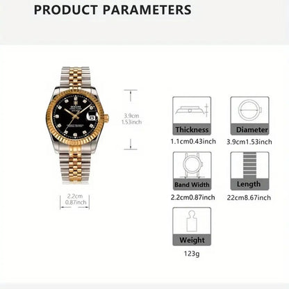 HOLUNS Watch Waterproof AUTOMATIC MECHANICAL BLACK & GOLD