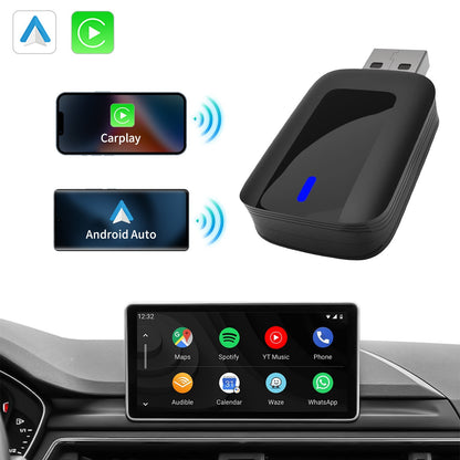 2-in-1 Wireles CarPlay Auto Adapter Fast-Connecting Plug&Play WIFI5.0 BT2.4/5.0