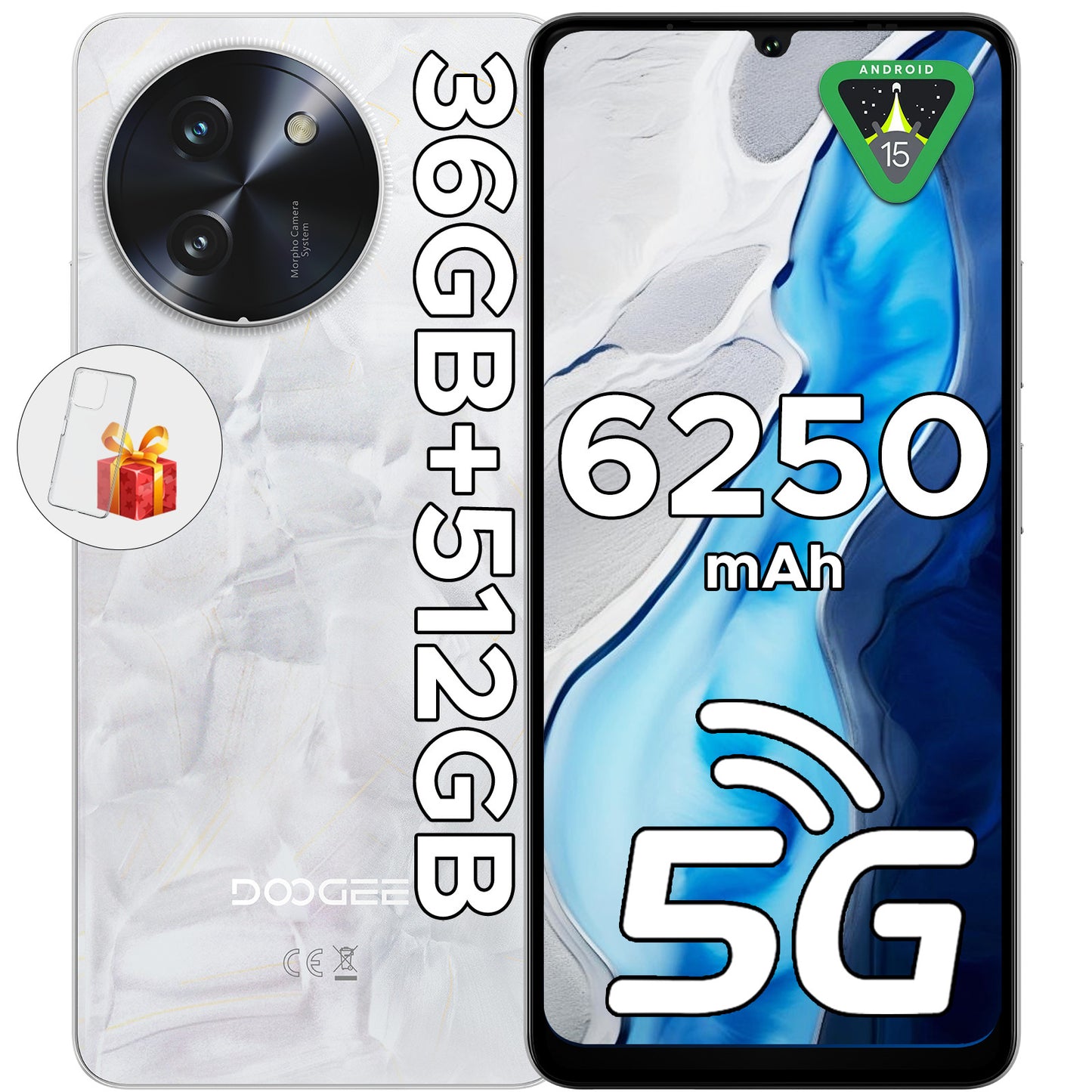 DOOGEE Note 59 Pro+ 5G Android 15 Unlocked Cellphone, 36GB+512GB 6250mAh 6.75"