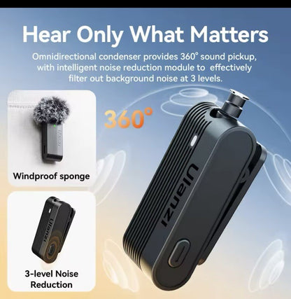A100 Wireless Microphone Lavalier Lapel MIC for iPhone 16 15 17 Pro & pro max