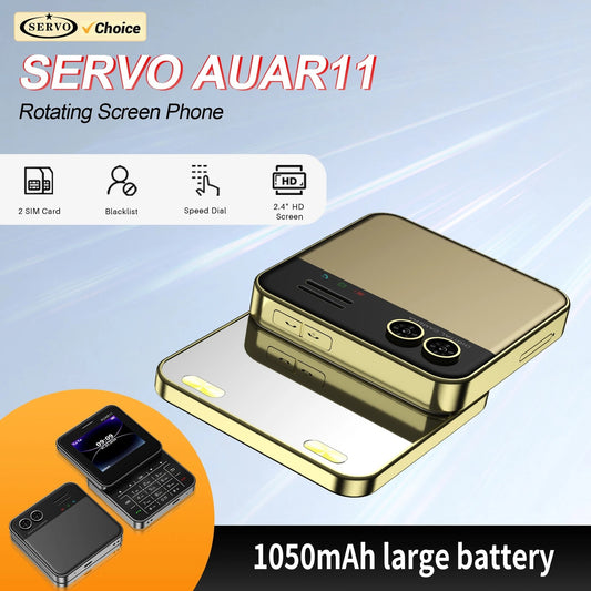SERVO Rotating Sliding Mini Mobile Phones 2.4“ GSM Blacklist Speed Dail Dual SIM