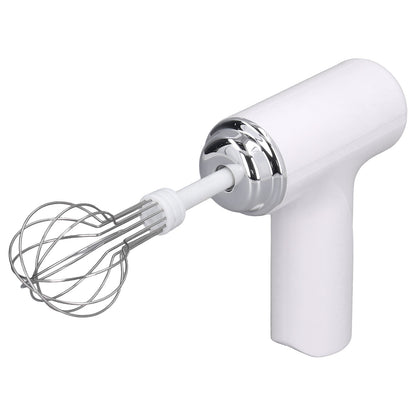 (White)Electric Cordless Hand Mixer Handheld Egg Whisk AN