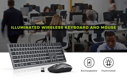 Full-Size Backlight Wireless Keyboard and Mouse Combo Laptop PC USB Silent Click