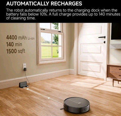 RS1 Robot Vacuum, Brushless Tangle-free,140min Runtime, Automatic Recharge