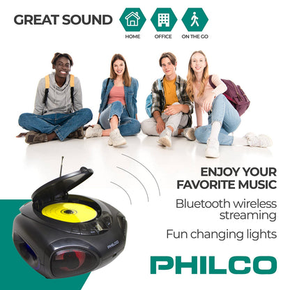 Portable Bluetooth Boombox CD Player with AM FM Radio and USB Playback | Fun ...