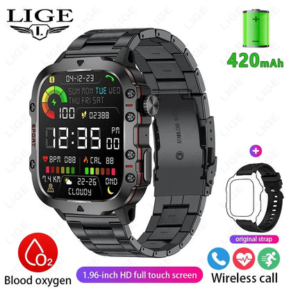 2024 Rugged Military Smart Watch Men Outdoor Watches Lp68 Waterproof 2.01" Al Vo