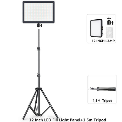8/12 Inch LED Photography Video Light Panel Lighting Photo Studio Lamp Kit