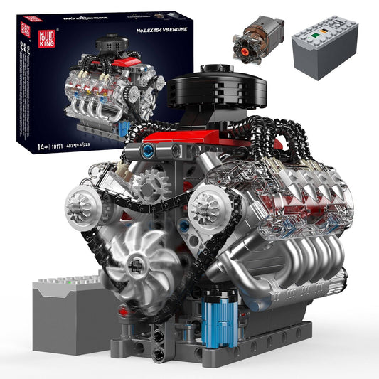 Mould King 10171 V8 Engine Motor Engineering Model Building Block Toy Collection