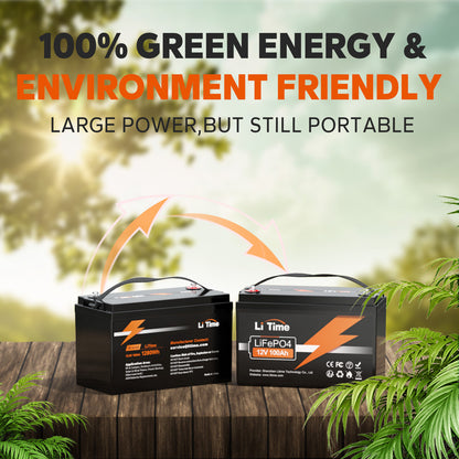 LiTime 12V 100Ah LiFePO4 Deep Cycle Lithium Battery for RV Solar Trolling Motor