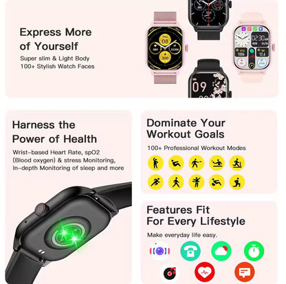 LEMFO LT10 Smart Watch 2024 | Bluetooth Call | Fitness Tracker | Music Control |