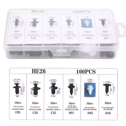100x Car Body Push Retainer Pin Rivet Bumper Door Trim Panel Fastener Clips Kit