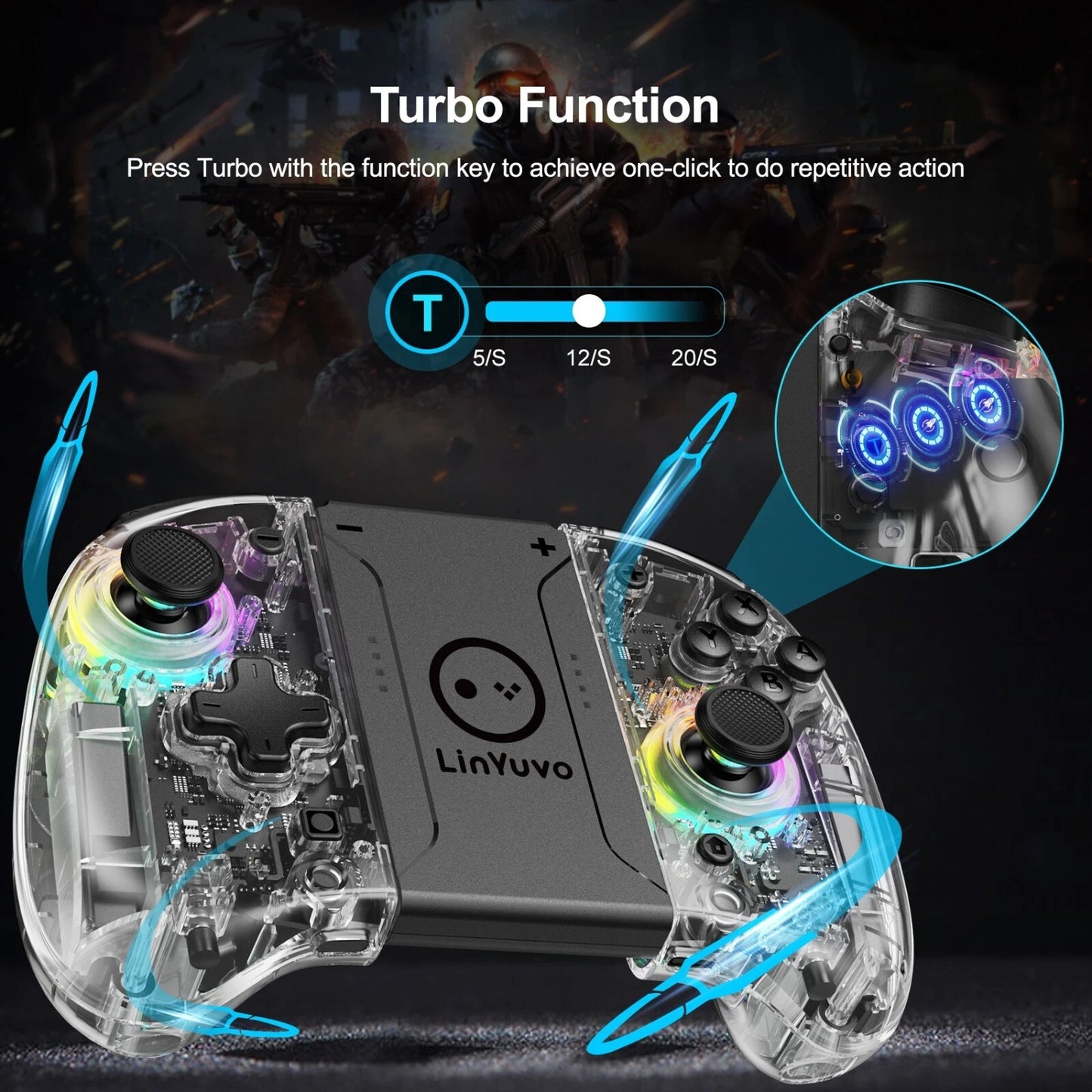 LinYuvo KS37B Meteor Light Joycons Wireless Controller for Switch/OLED