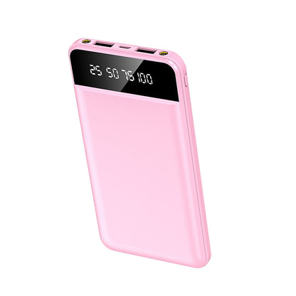 10000mAh Power Bank Dual USB Slim External Battery Pack Charger with LCD Display