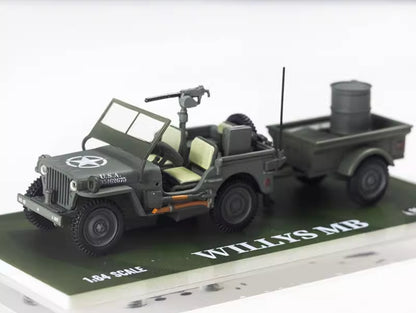 ZD TM 1:64 Military Wellys MB Trailer Model Diecast Metal Car BN