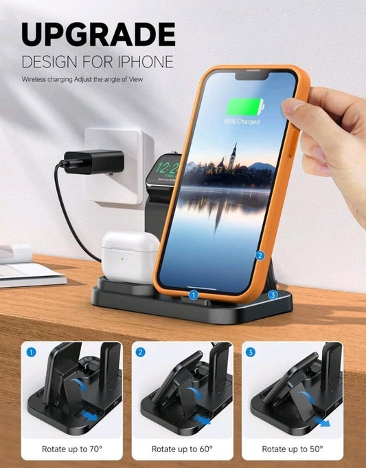 5 IN1 Wireless Charger Charging Station For Apple Watch Air Pods iPhone 16 15 14