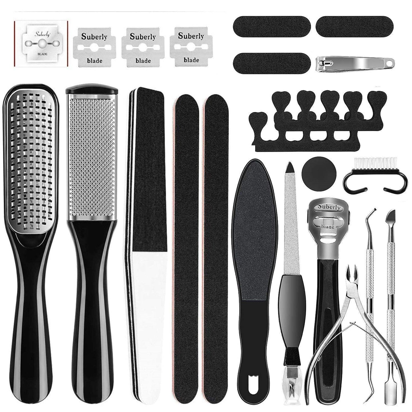 Pedicure Kit Set 23 in 1 Stainless Steel Foot Rasp Peel Callus Dead Skin Remover