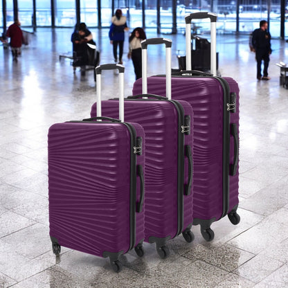 3 Pcs Suitcase Set ABS Hard Shell 4 Wheeled Trolley Lightweight Luggage PIONEER