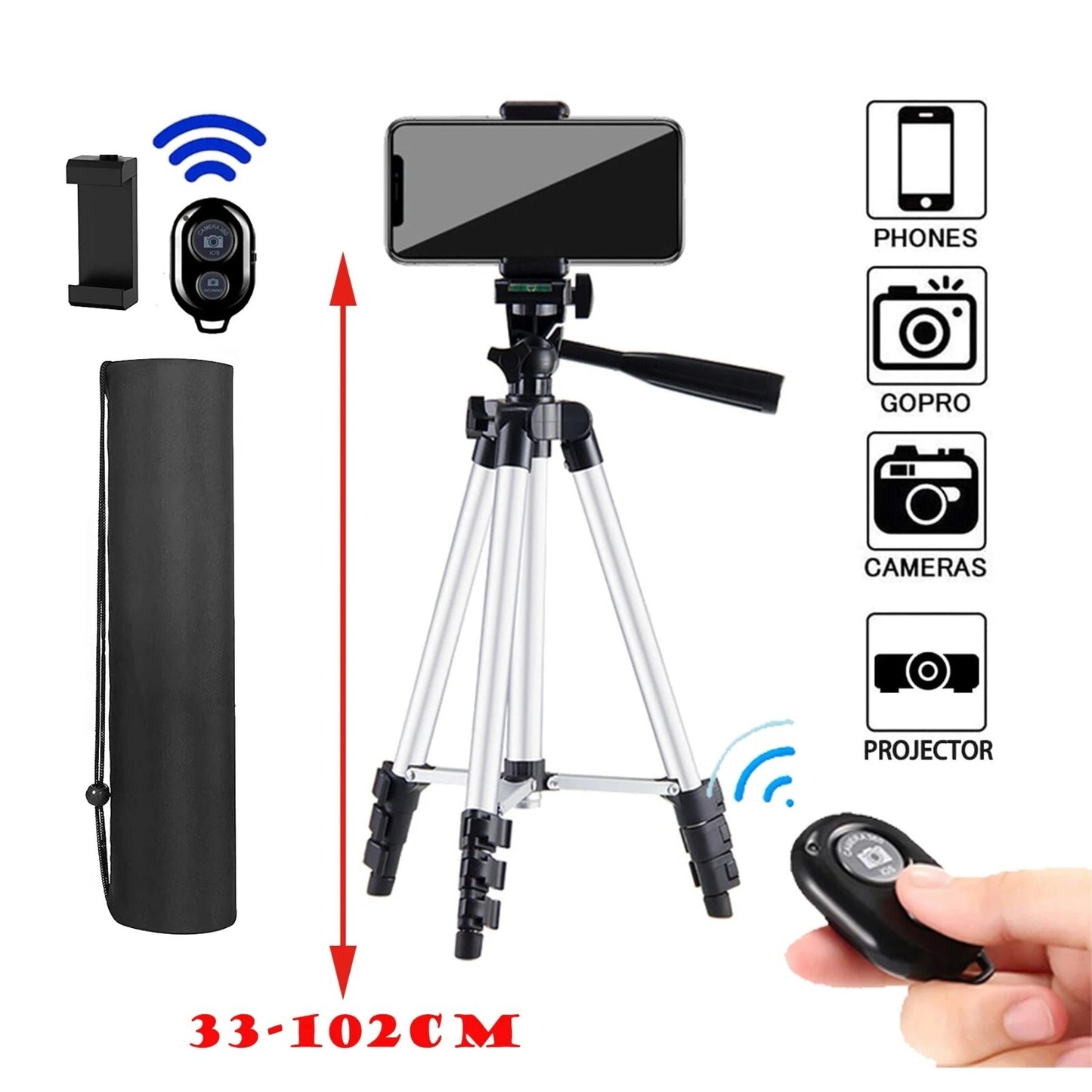 Adjustable Tripod Professional Camera Mount Stand Holder Bluetooth Remote Phone