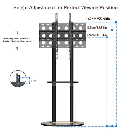 Height Adjustable Floor TV Stand with Mount Stone Shelf for 40”-75” Load up 40KG