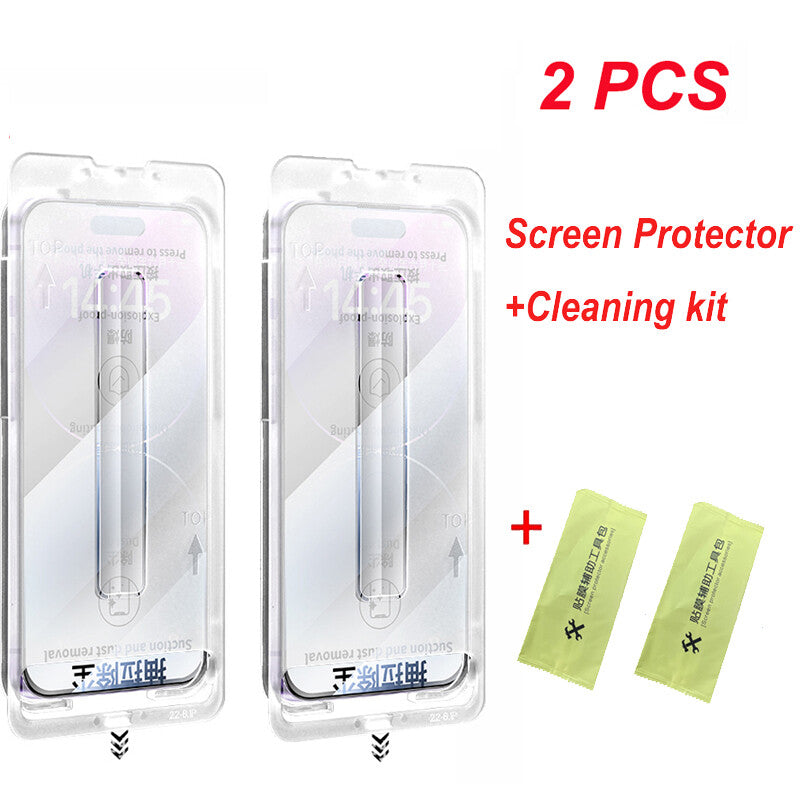 Glass Screen Protector for iPhone 16 15 14 Pro Max ,One-Click Installation-2024
