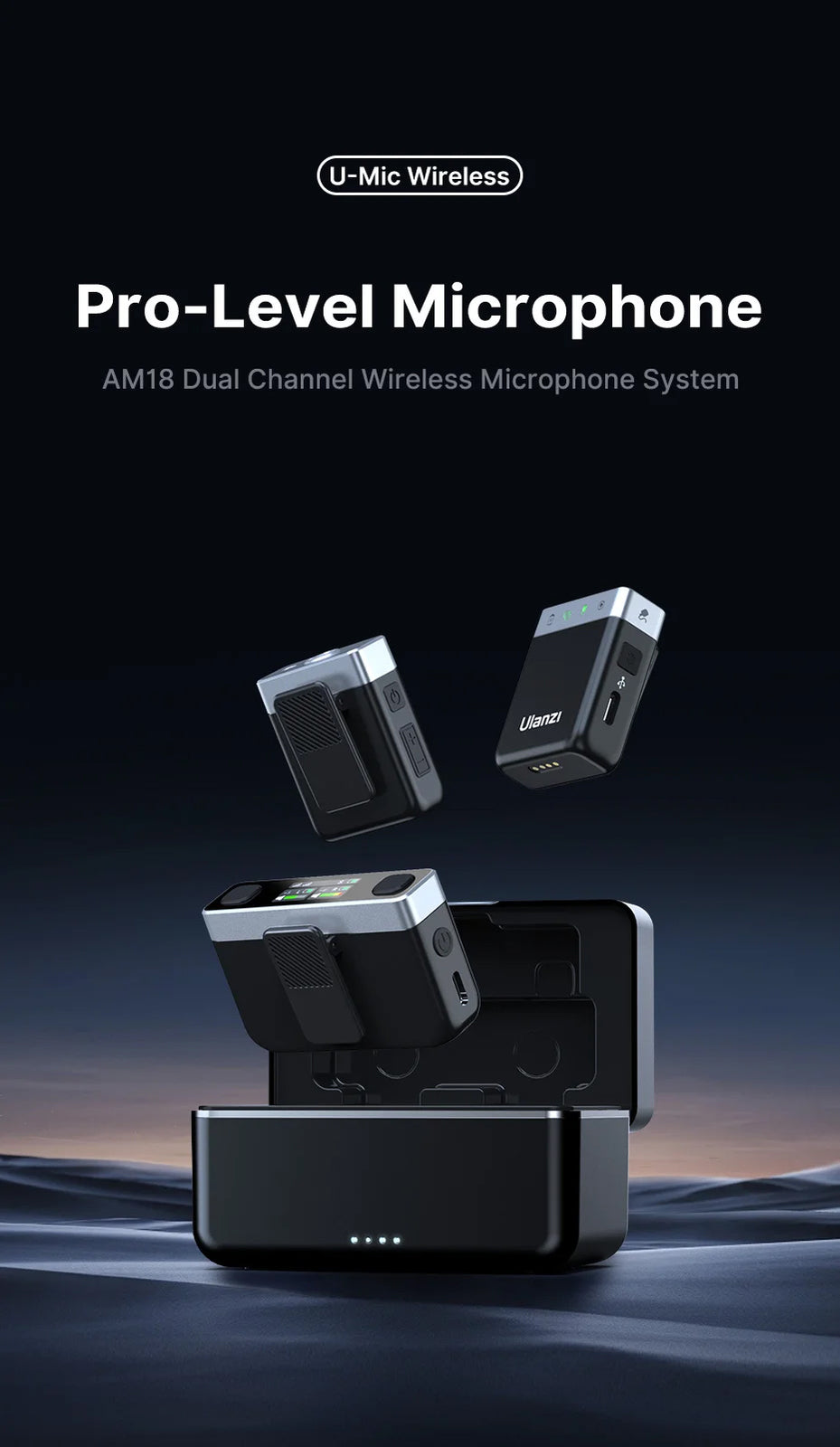 U-Mic Stereo Wireless Lavalier Microphone for DSLR Phone Interview Video Record