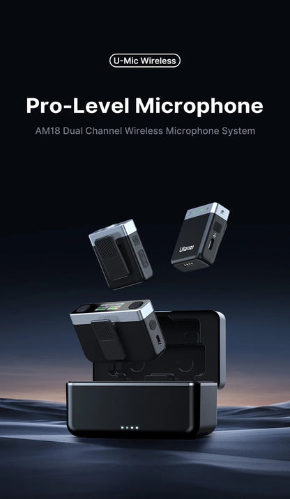 U-Mic Stereo Wireless Lavalier Microphone for DSLR Phone Interview Video Record