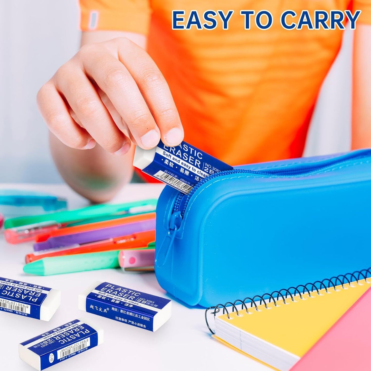 12 Pack Pencil Erasers, Large White Erasers for School, Art 12 Pack,