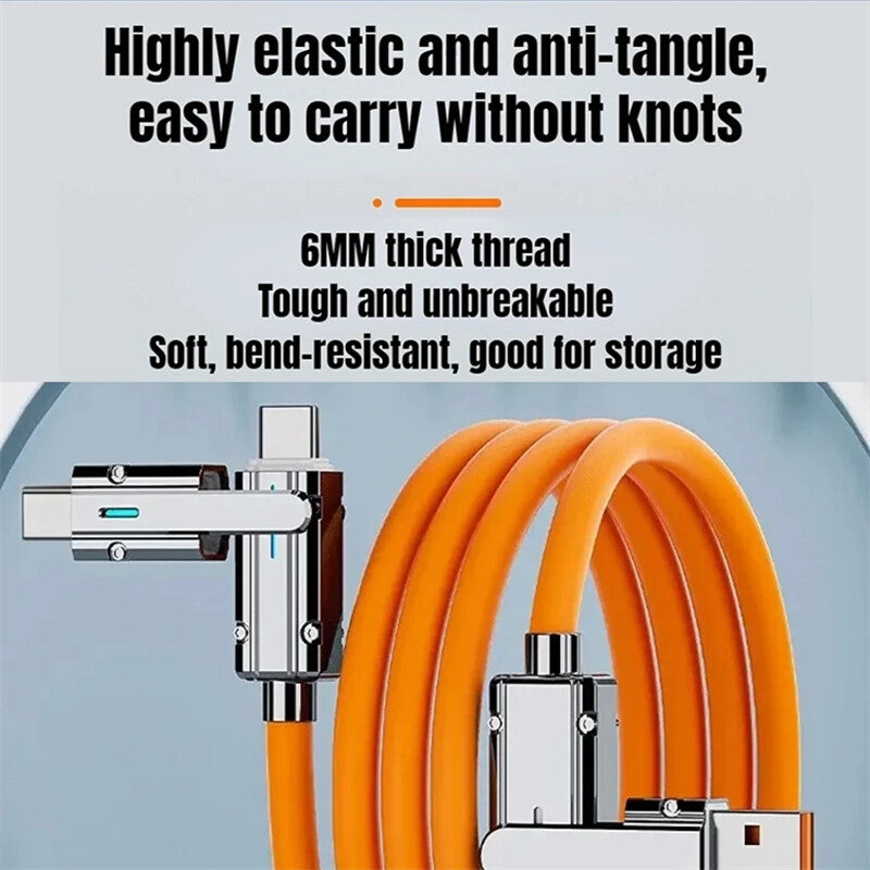 120W 4-In-1 Super Fast Charging Cable Charger Data Cord For iPhone Samsung iPad