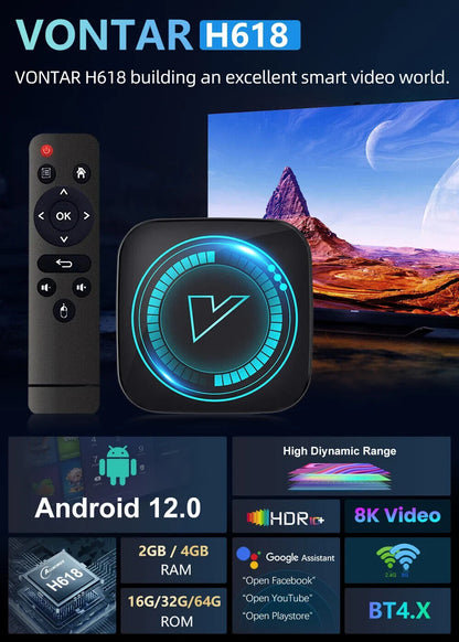 VONTAR H618 Smart TV Box Android 12 Allwinner Quad Core Cortex A53 Support 8K T