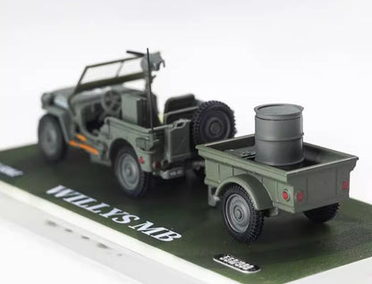 ZD TM 1:64 Military Wellys MB Trailer Model Diecast Metal Car BN