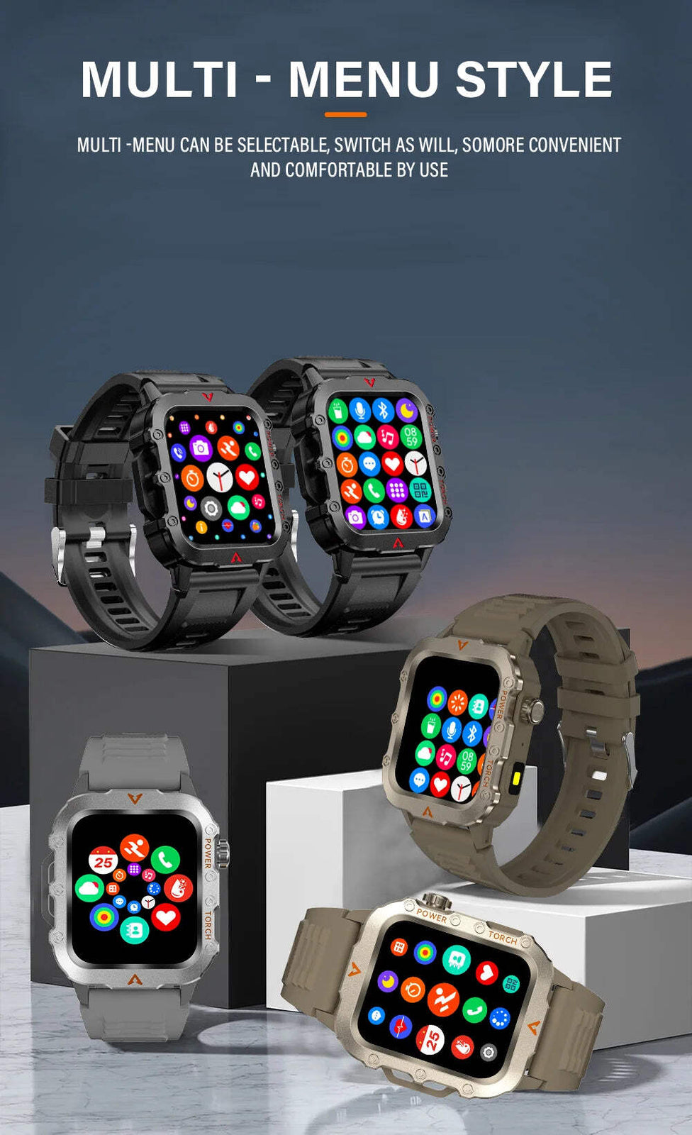 LAXASFIT Men's Smart Sports Watch – 1.71" HD Display, Bluetooth Calling, Blood O