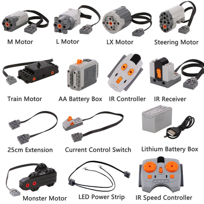 14Pcs/Set Technical Motor Parts MOC Multi Power Functions 8293 8883 99012 88004